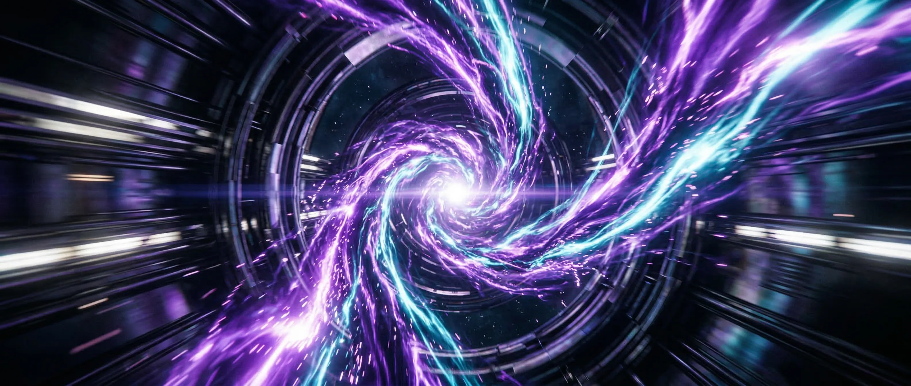 Warp-speed corridor representing the r3dpill.AI delivery backbone.